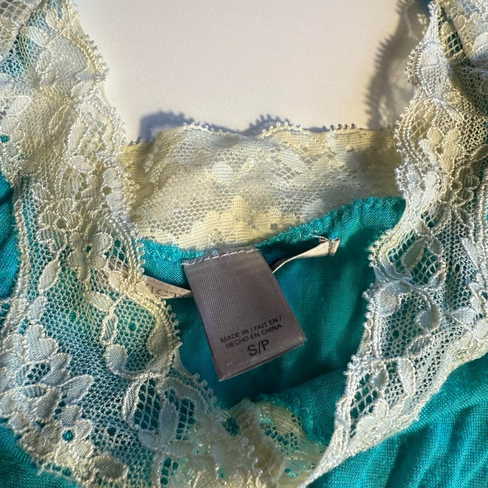 Victoria's Secret Teal Chemise with Cream Lace - Picture 5 of 7